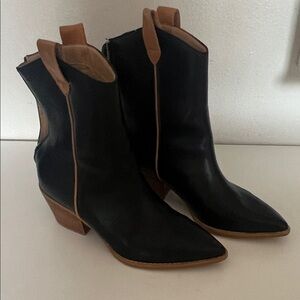 Elegant Black and Tan Ankle Booties